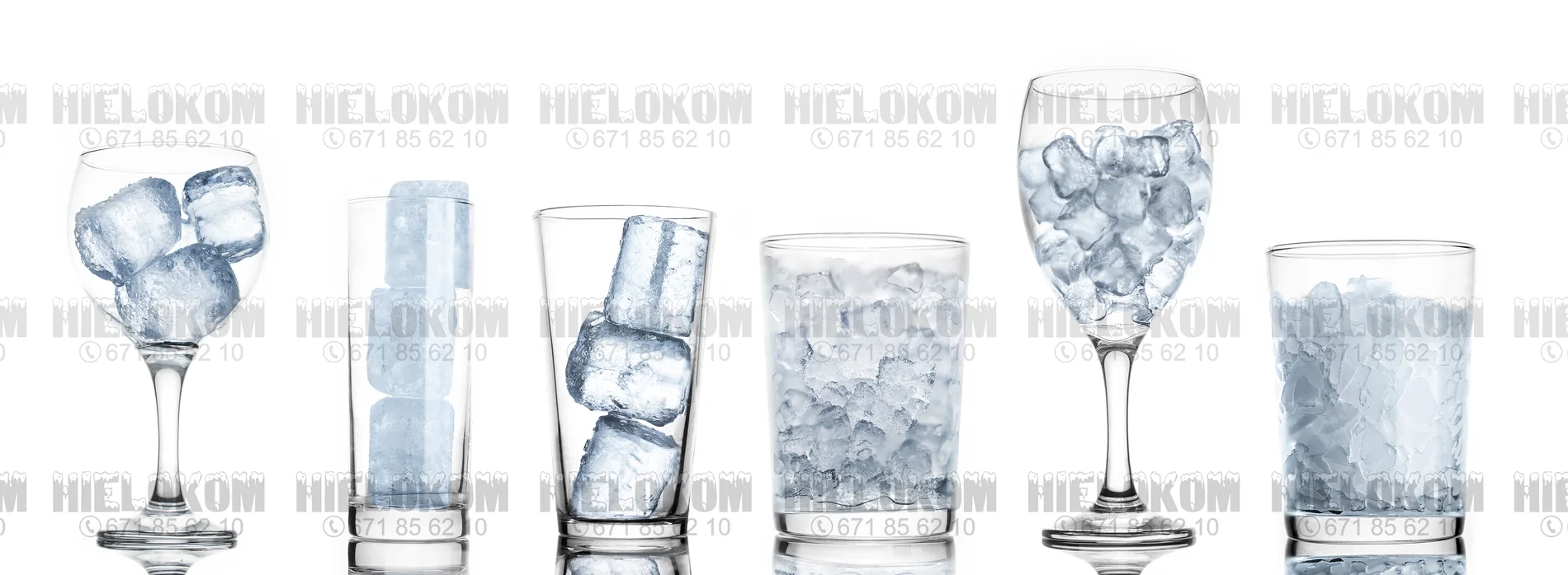 Variedades de hielo HIELOKOM servidas en distintos vasos